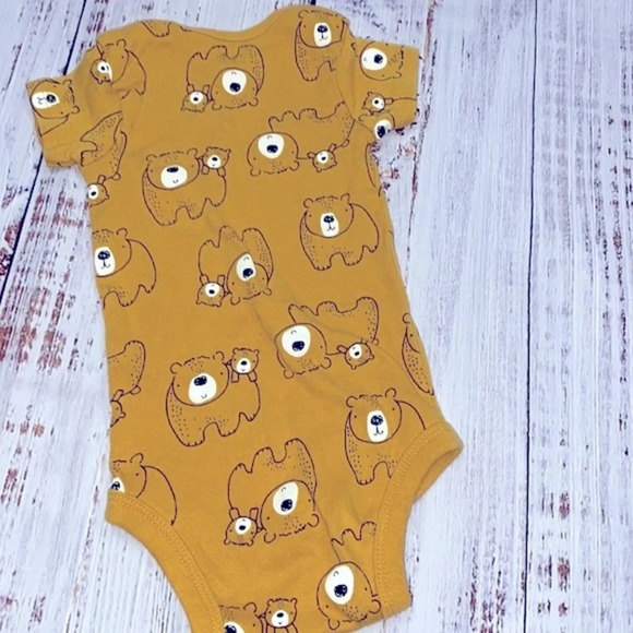 Gerber organic teddy bear print onesie 3-6 months - Picture 2 of 4